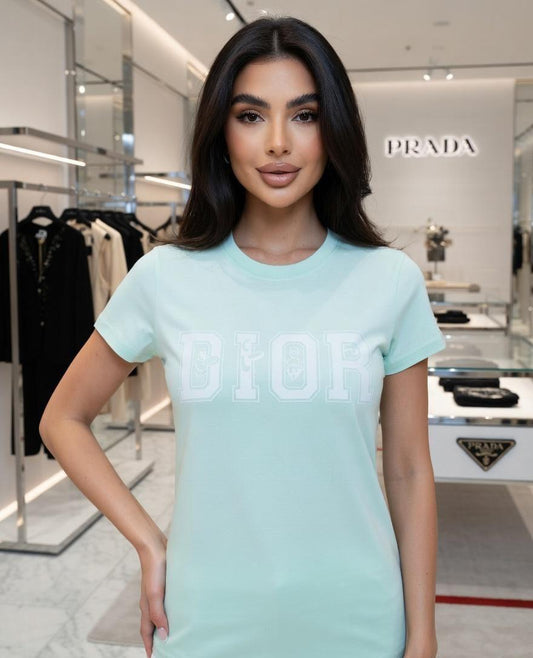 Dior light green premium Italian cotton T-shirt for women
