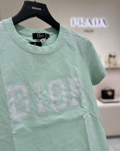 Premium Dior light green cotton T-shirt for women
