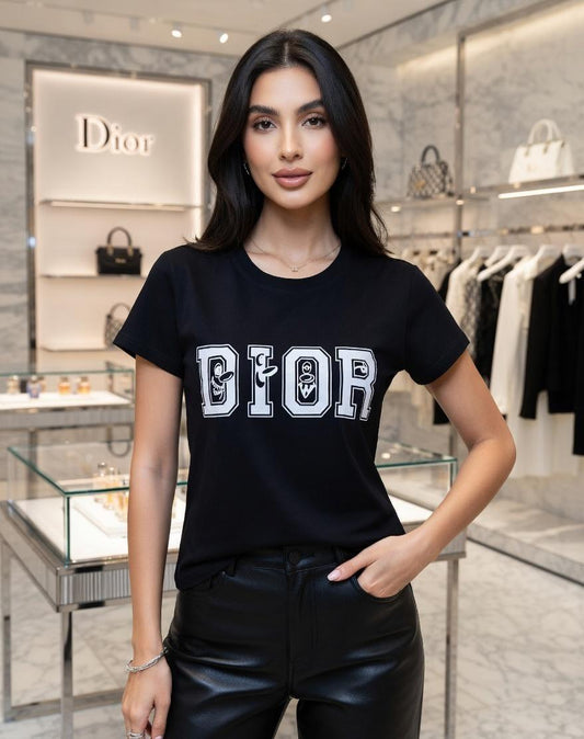 Dior black premium Italian cotton T-shirt for women
