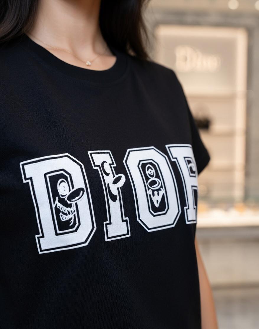 Premium Dior black cotton T-shirt for women
