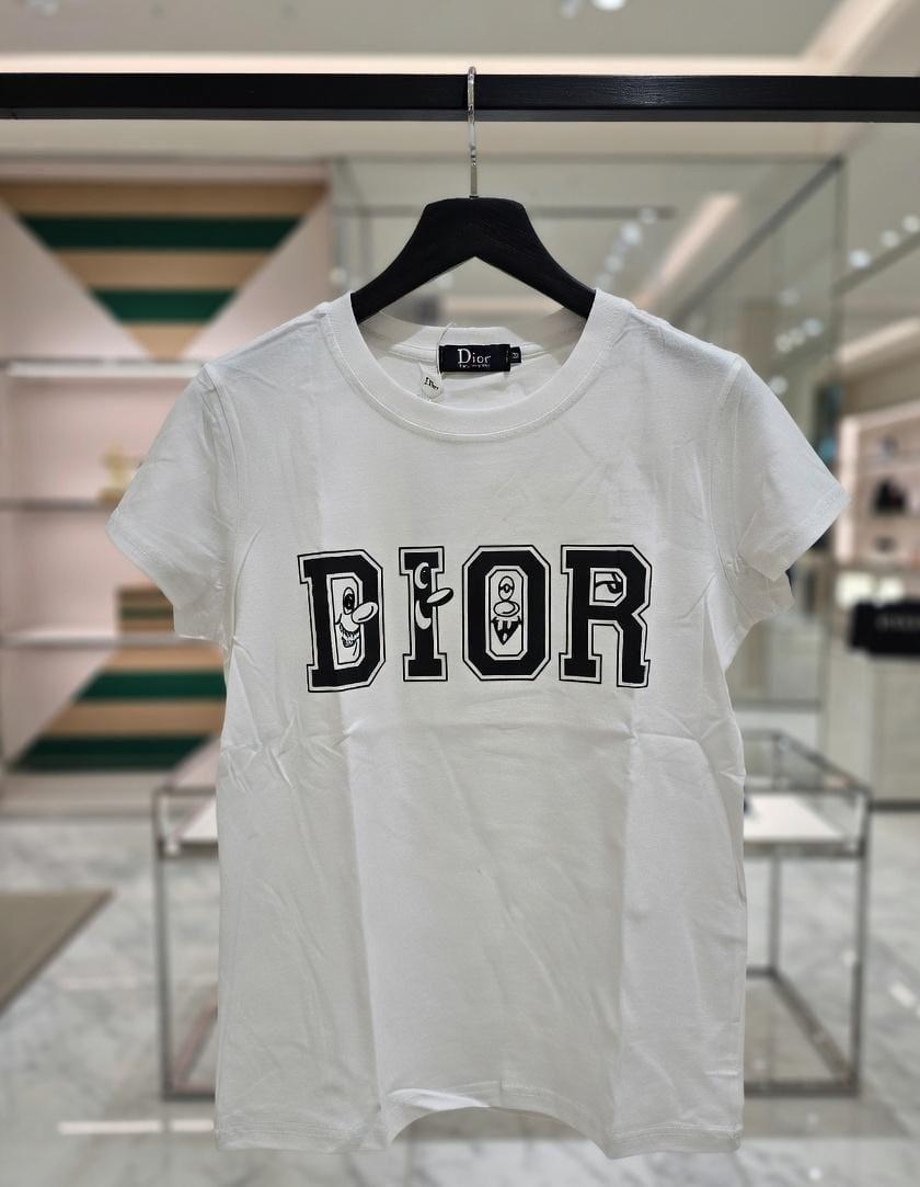 Dior white premium Italian cotton T-shirt for women
