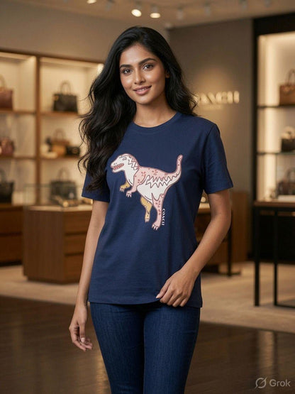 Premium navy blue women's t shirt for casual wear
