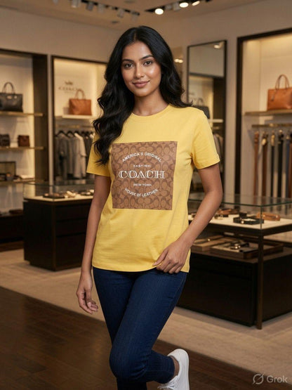 COACH yellow western women's wear clothing tee
