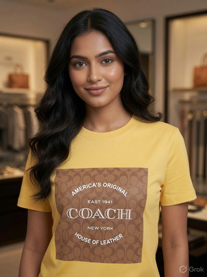 COACH yellow women's t shirt premium womens summer top
