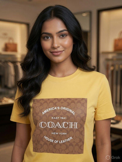 COACH yellow women's t shirt premium womens summer top
