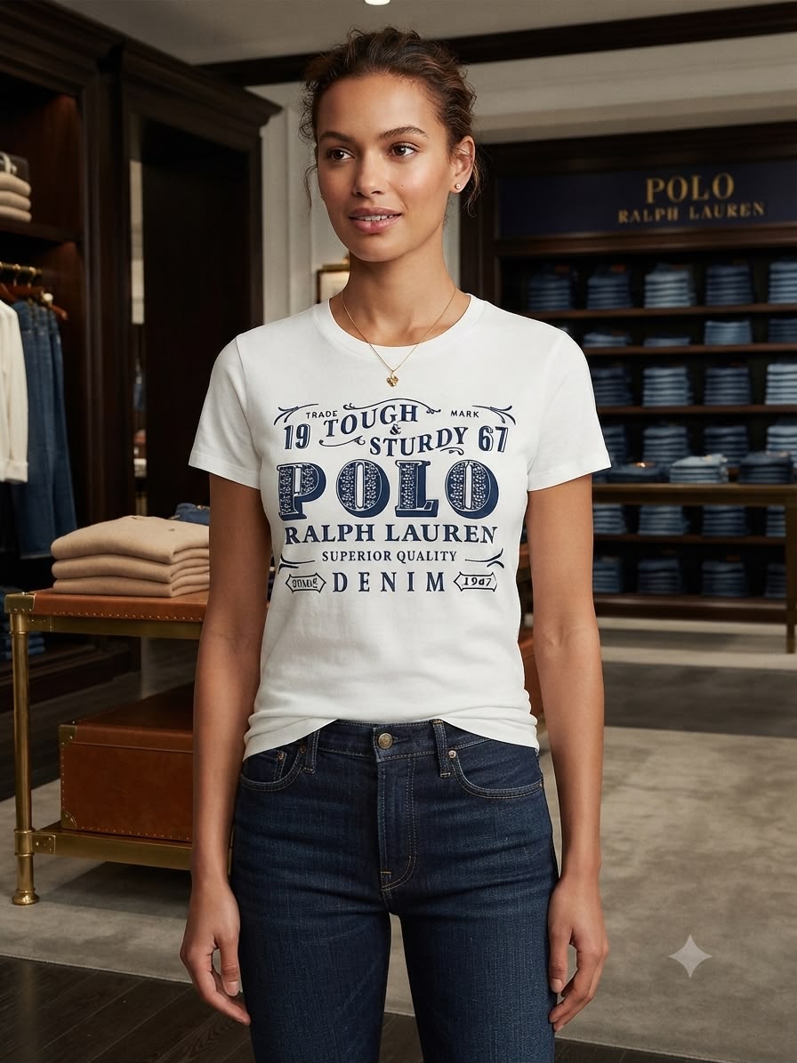 White women's wear Ralph Lauren relaxed fit t shirt