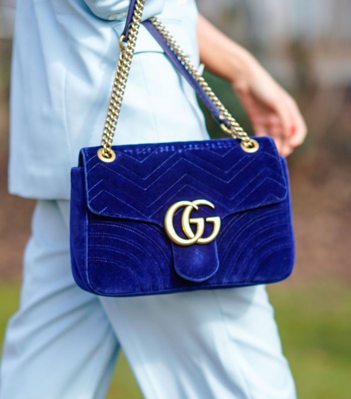 GG MARMONT MATELASSES SHOULDER BAG IN VELVET - FASHION MYST 