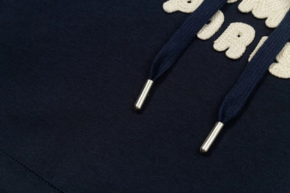 AMI PARIS || Ami Paris Logo Hoodie – Navy & Cream Comfortable Streetwear