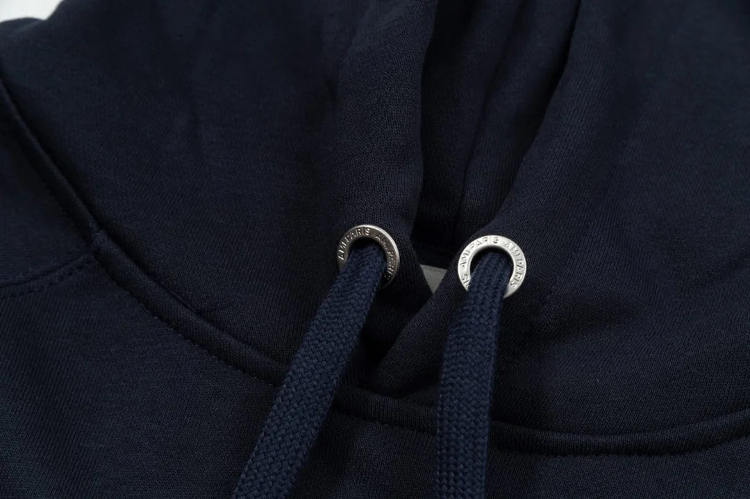 AMI PARIS || Ami Paris Logo Hoodie – Navy & Cream Comfortable Streetwear