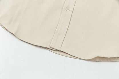 AMI PARIS || Beige Button-Up Denim Shirt with Chest Logo Patch
