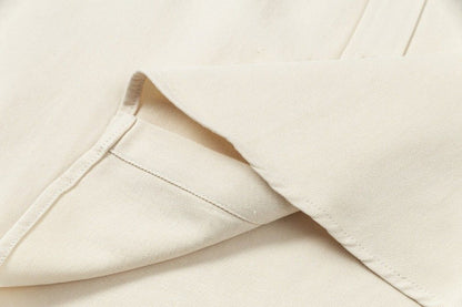 AMI PARIS || Beige Button-Up Denim Shirt with Chest Logo Patch