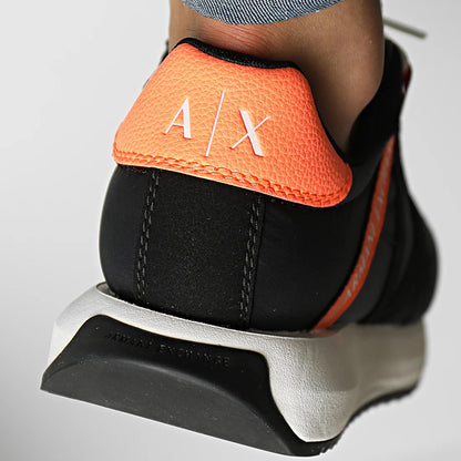 ARM*NI EXCH*NGE || Appliqué-Logo Orange Stripe Panelled Sneakers