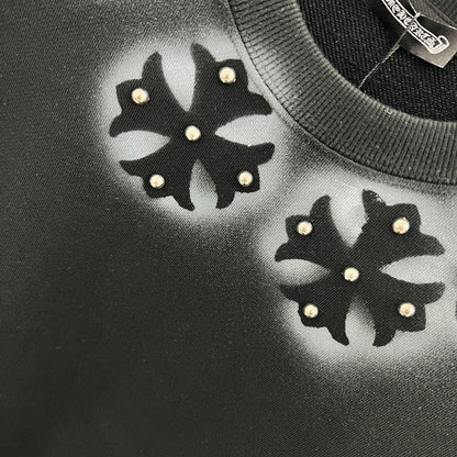 CHROME HEARTS || Black Embellished Crewneck Sweatshirt - FASHION MYST 