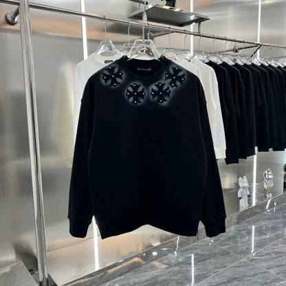 CHROME HEARTS || Black Embellished Crewneck Sweatshirt - FASHION MYST 