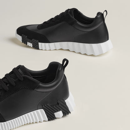 HERMES || Stylish Black Leather Bouncing Sneakers With