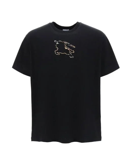 BURBERRY || Men's Black Padbury Graphic-print Cotton-jersey T-shirt - FASHION MYST 