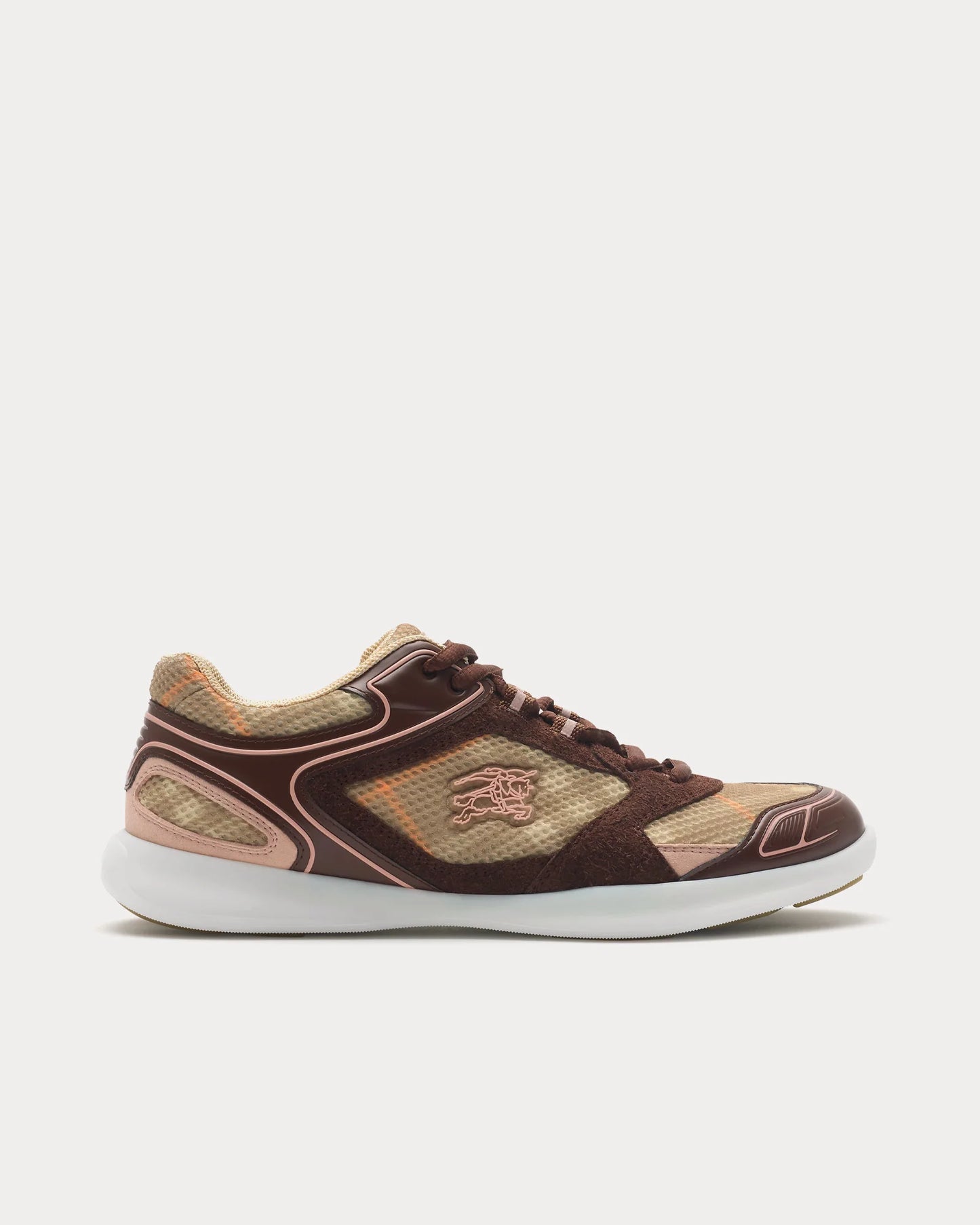 BURBERRY ||  Mesh and Leather Low-Top Sneakers with Vintage Check Broom