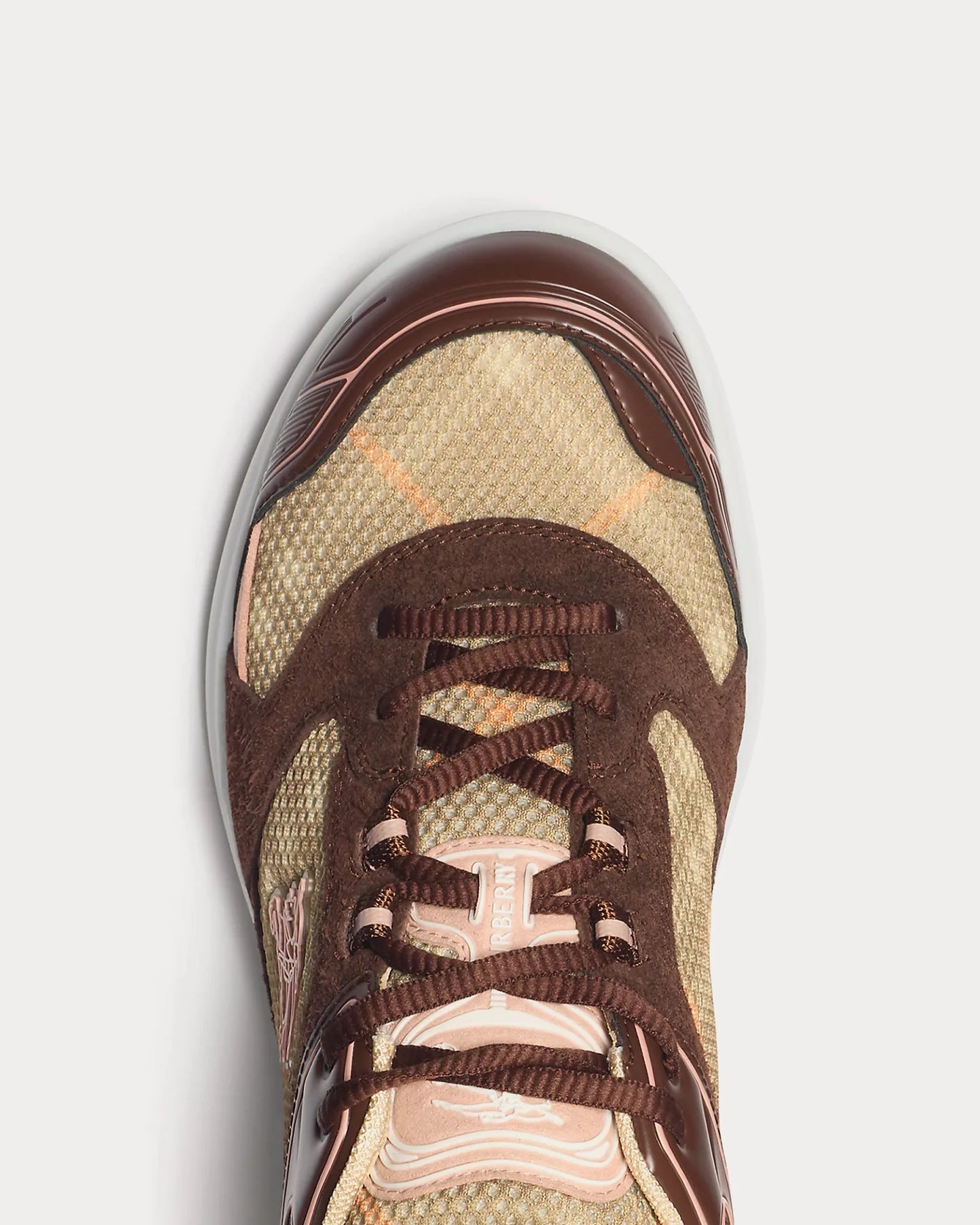BURBERRY ||  Mesh and Leather Low-Top Sneakers with Vintage Check Broom