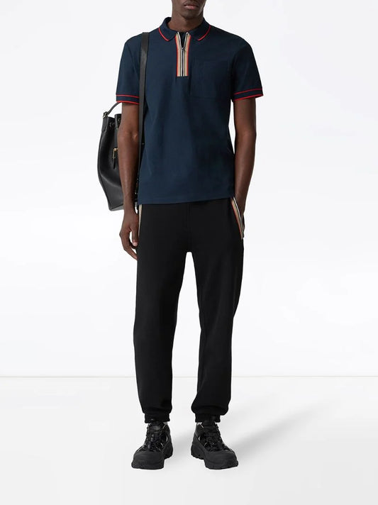 BURBERRY || Icon Stripe Zipped Polo T-Shirt - FASHION MYST 