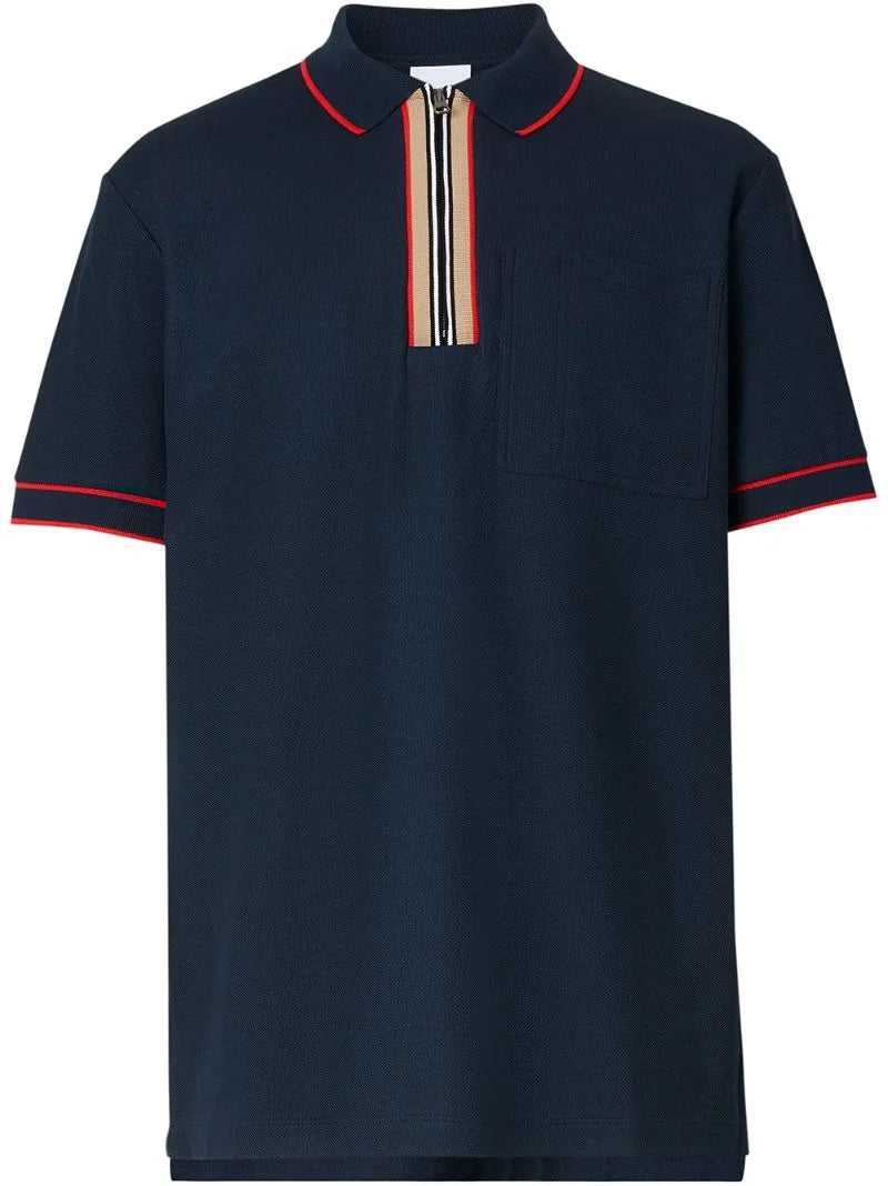 BURBERRY || Icon Stripe Zipped Polo T-Shirt - FASHION MYST 