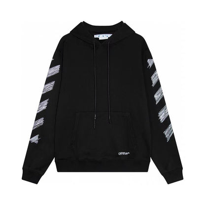 OFF-WHITE || Scribble Diag-Print Cotton Hoodie - FASHION MYST 