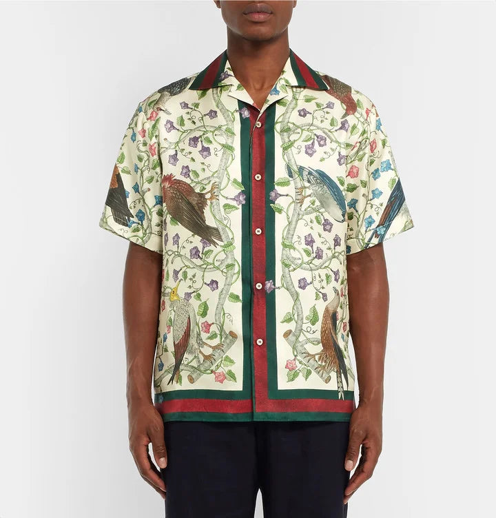 GUCCI || Camp Collar Printed Silk Shirt - FASHION MYST 