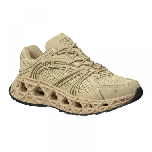CHRISTIAN DIOR || Men's B35 NXXT Low-Top Sneakers - Beige Mesh & Suede with Sculpted Sole