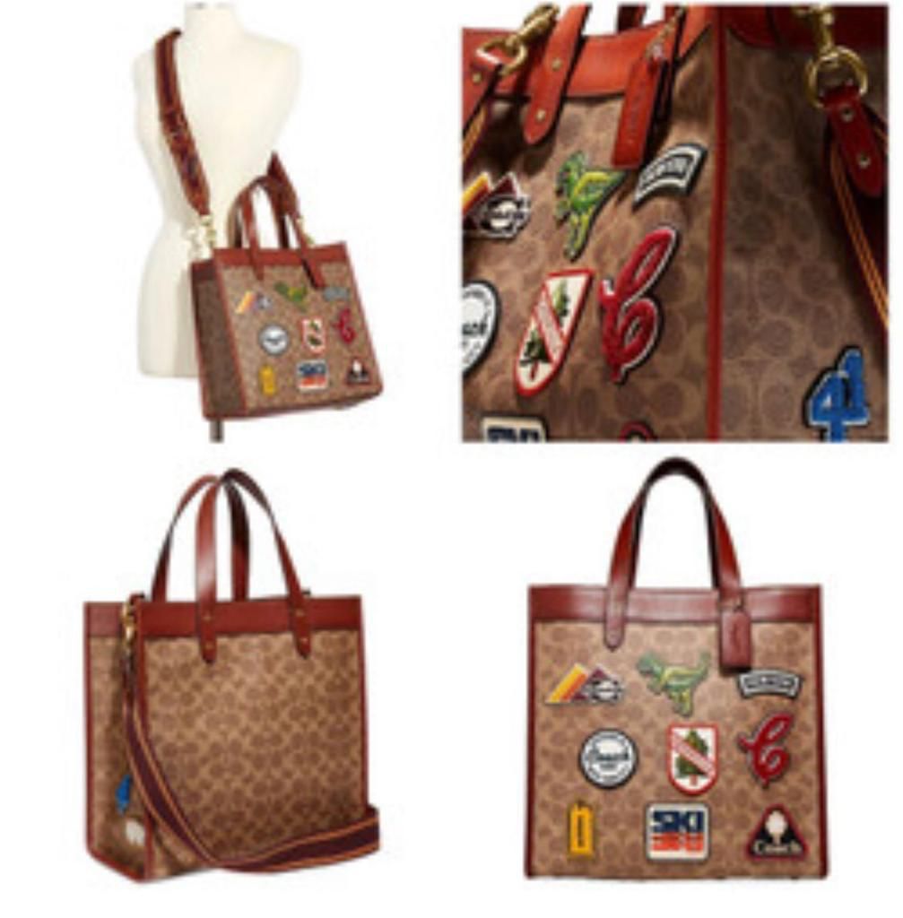 Coated Canvas Signature Patches Field Tote Bag For Ladies - FASHION MYST 