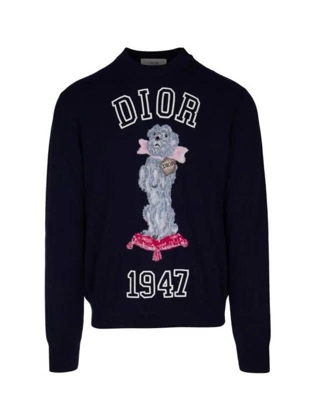 CHRISTIAN DIOR || Bobby Cashmere Jacquard Knit Top Navy