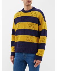 GUCCI || Men's GG Stripe Jumper Green/Yellow - FASHION MYST 