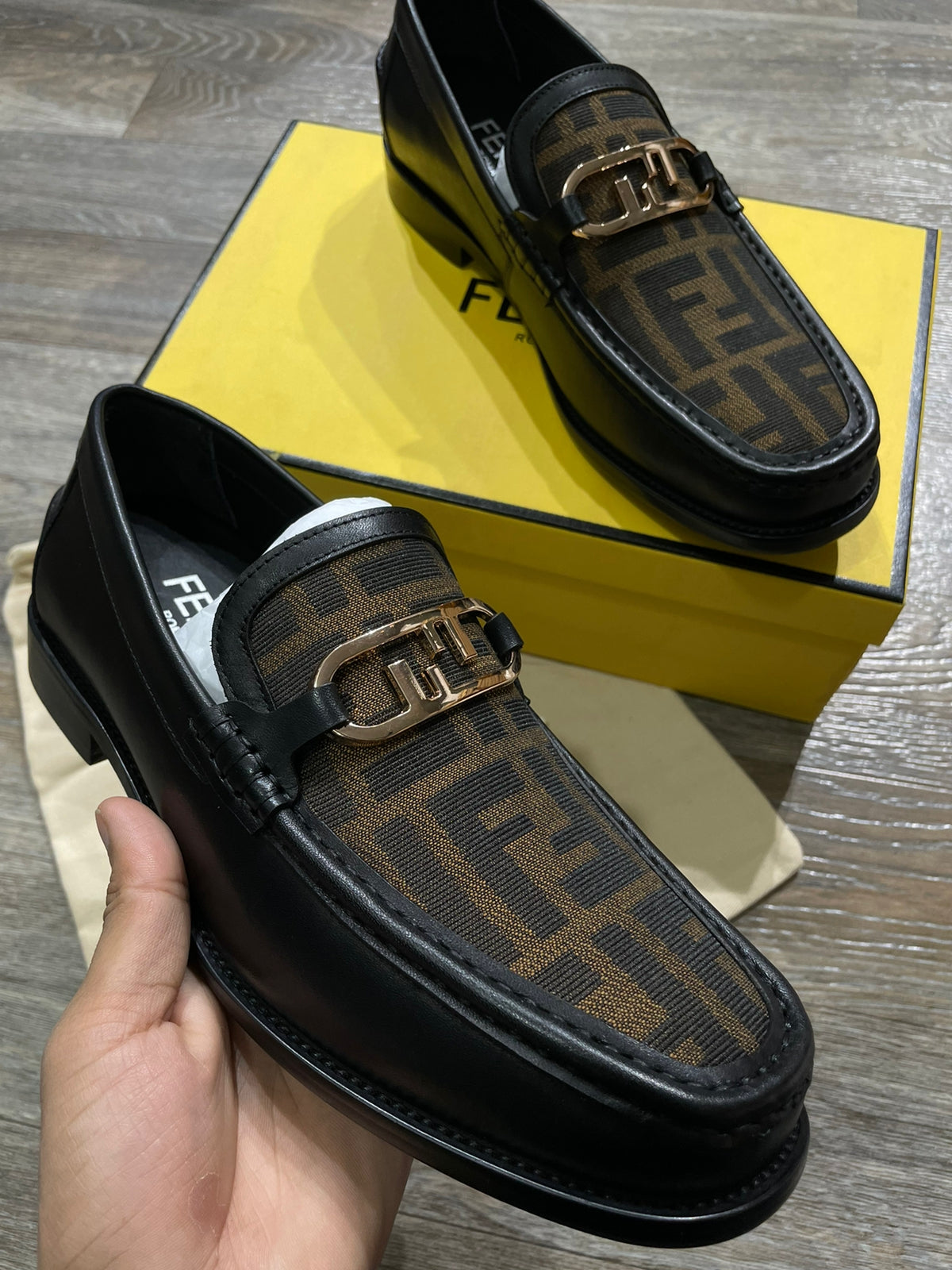 FENDI || Fendi O'Lock Claf Leather Black Loafers - FASHION MYST 