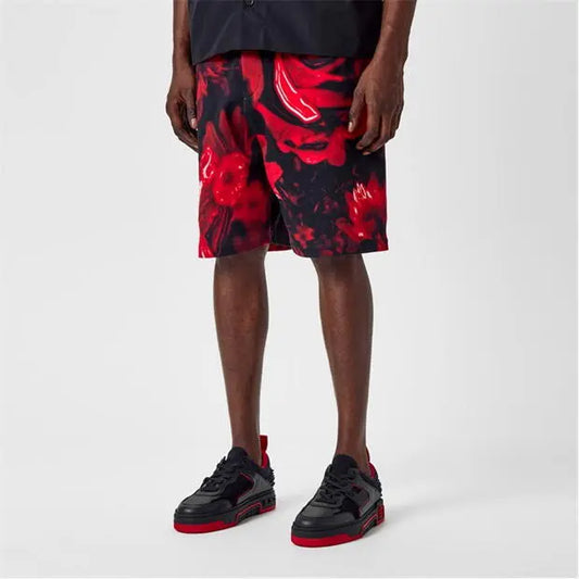 CHRISTIAN LOUBOUTIN || Astroloubi Low-Top Sneakers - Black Leather & Suede with Red Trim