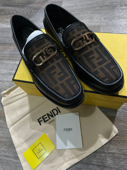 FENDI || Fendi O'Lock Claf Leather Black Loafers - FASHION MYST 