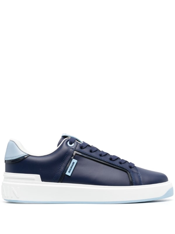 BALMAIN || LOGO-PATCH LOW-TOP SNEAKER - FASHION MYST 