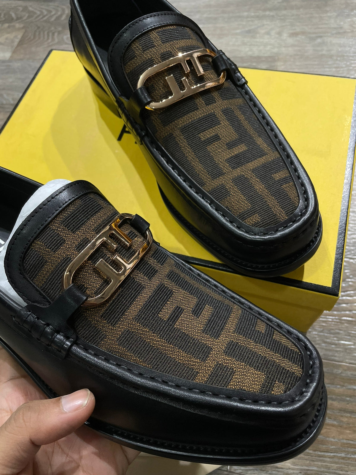 FENDI || Fendi O'Lock Claf Leather Black Loafers - FASHION MYST 