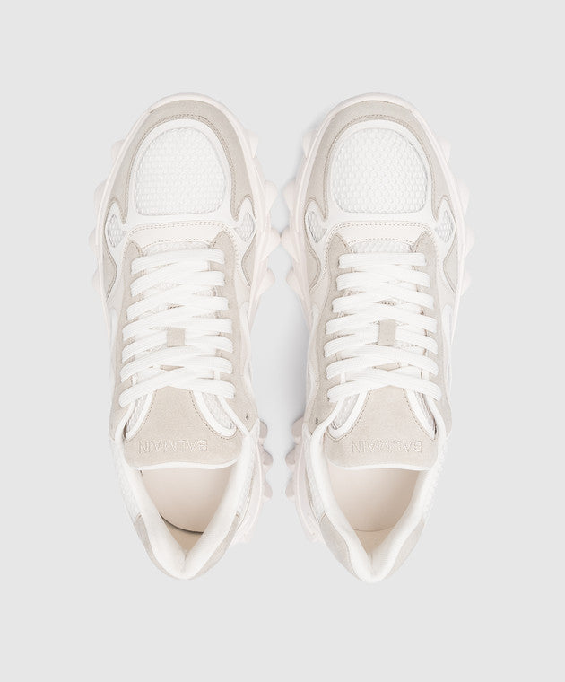 BALMAIN || B-EAST LOGO COMBO SNEAKER IN WHITE