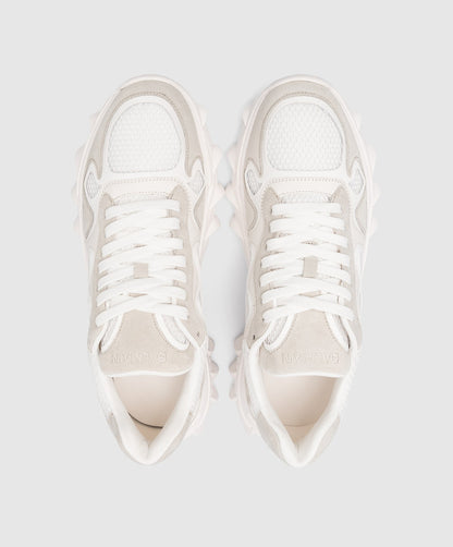 BALMAIN || B-EAST LOGO COMBO SNEAKER IN WHITE