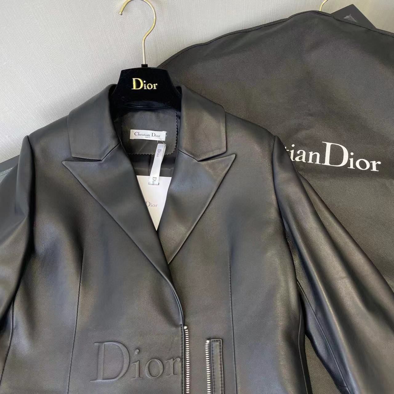 CHRISTIAN DIOR Women Coat Style Black Leather Jacket FASHION MYST