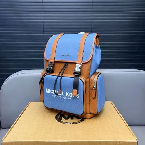 Michael Kors Cooper Denim Blue Utility Rucksack Flap Pocket Large Backpack - FASHION MYST 