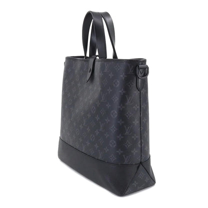 Saumur Tote Large Black Canvas Leather Monogram Eclipse - FASHION MYST 