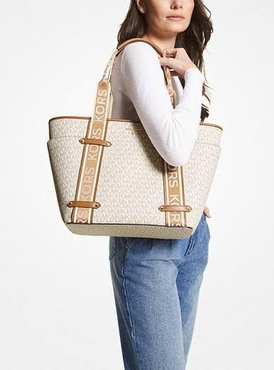 Signature MK Tote Bag With Webbing Trims For Ladies - FASHION MYST 