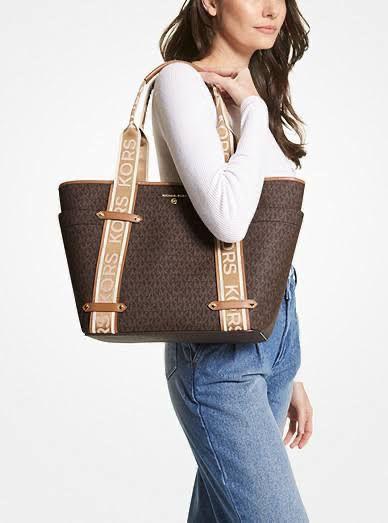 Signature MK Tote Bag With Webbing Trims For Ladies - FASHION MYST 