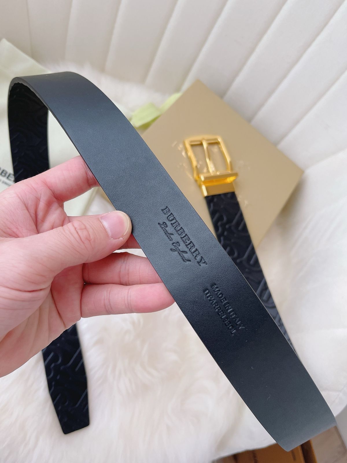 BURBERRY || TB Monogram Patent Belt - FASHION MYST 