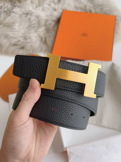 HERMES || Black Leather Constance Buckle Belt - FASHION MYST 