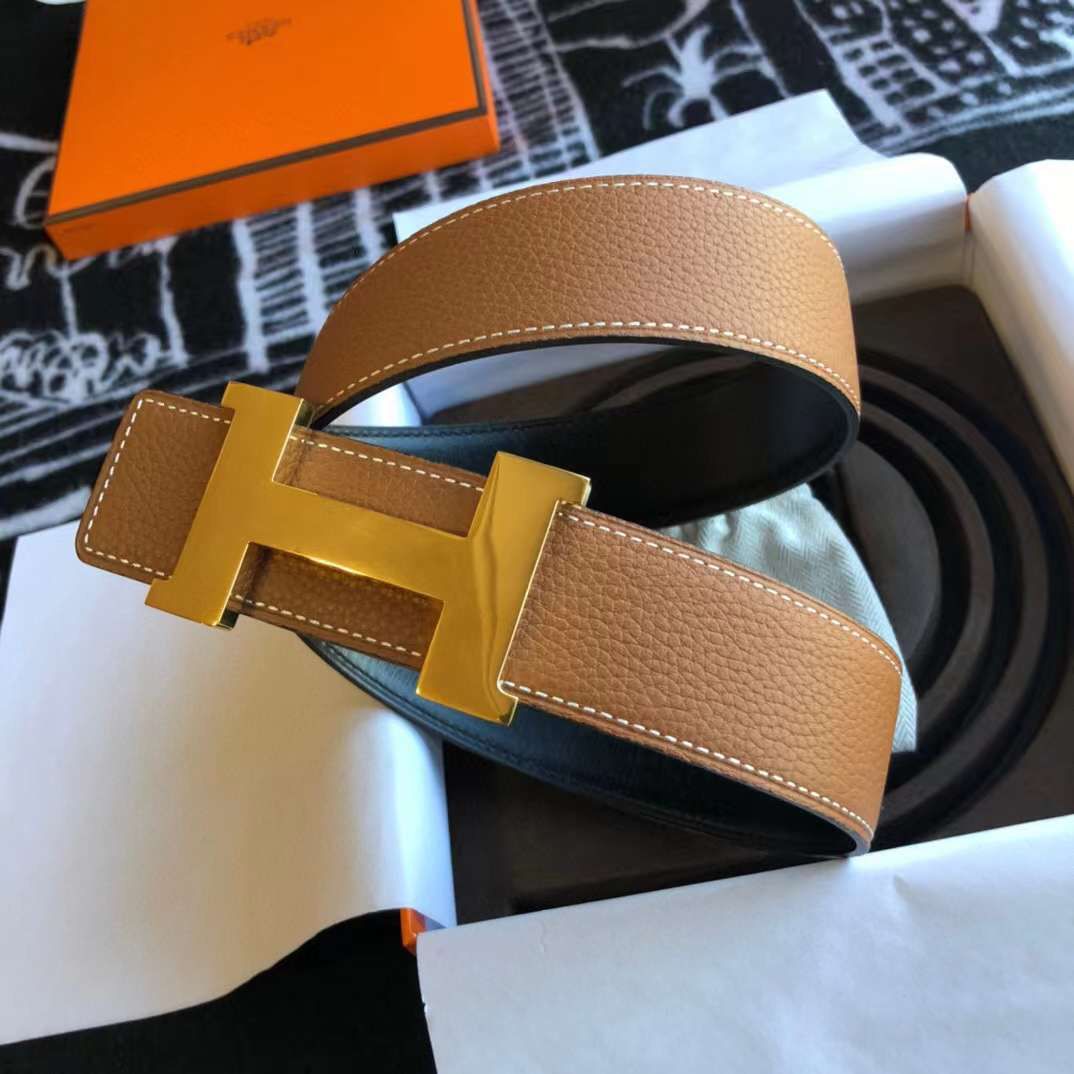 HERMES || Brown Leather Constance Buckle Belt - FASHION MYST 