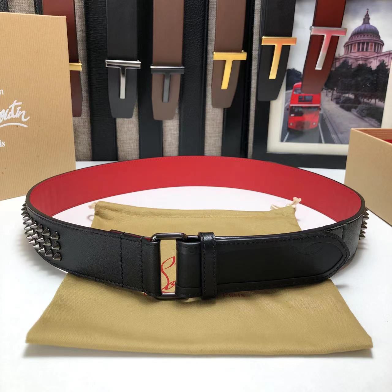 LUXURY CHRISTIAN LOUBOUTIN SPIKE BELT - FASHION MYST 