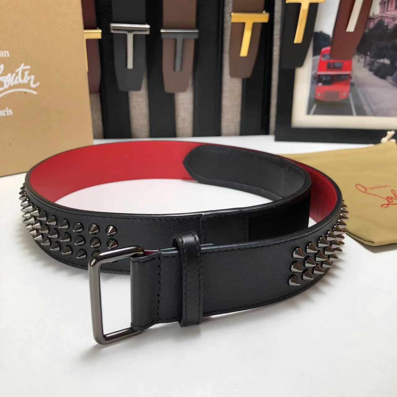 LUXURY CHRISTIAN LOUBOUTIN SPIKE BELT - FASHION MYST 