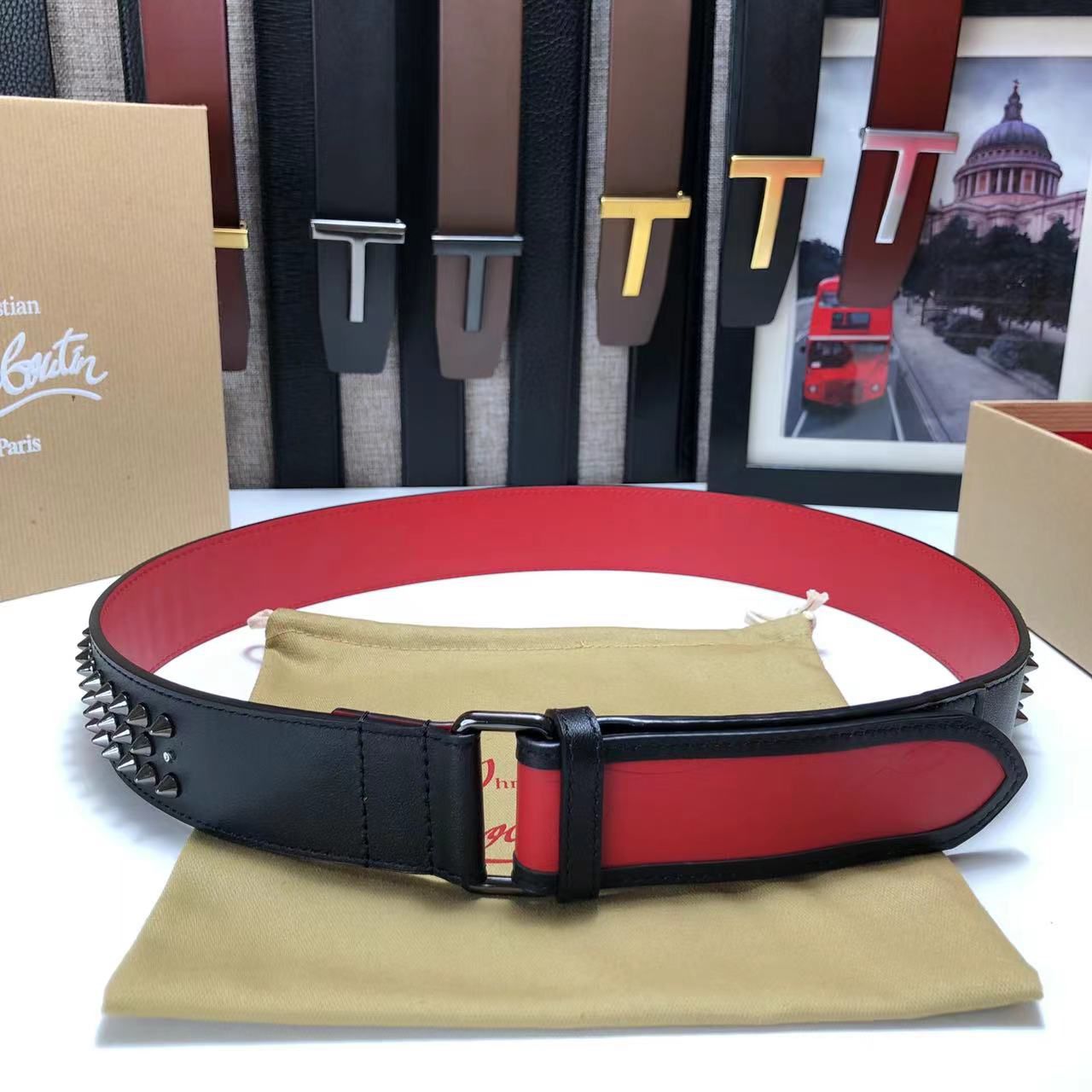 LUXURY CHRISTIAN LOUBOUTIN SPIKE BELT - FASHION MYST 