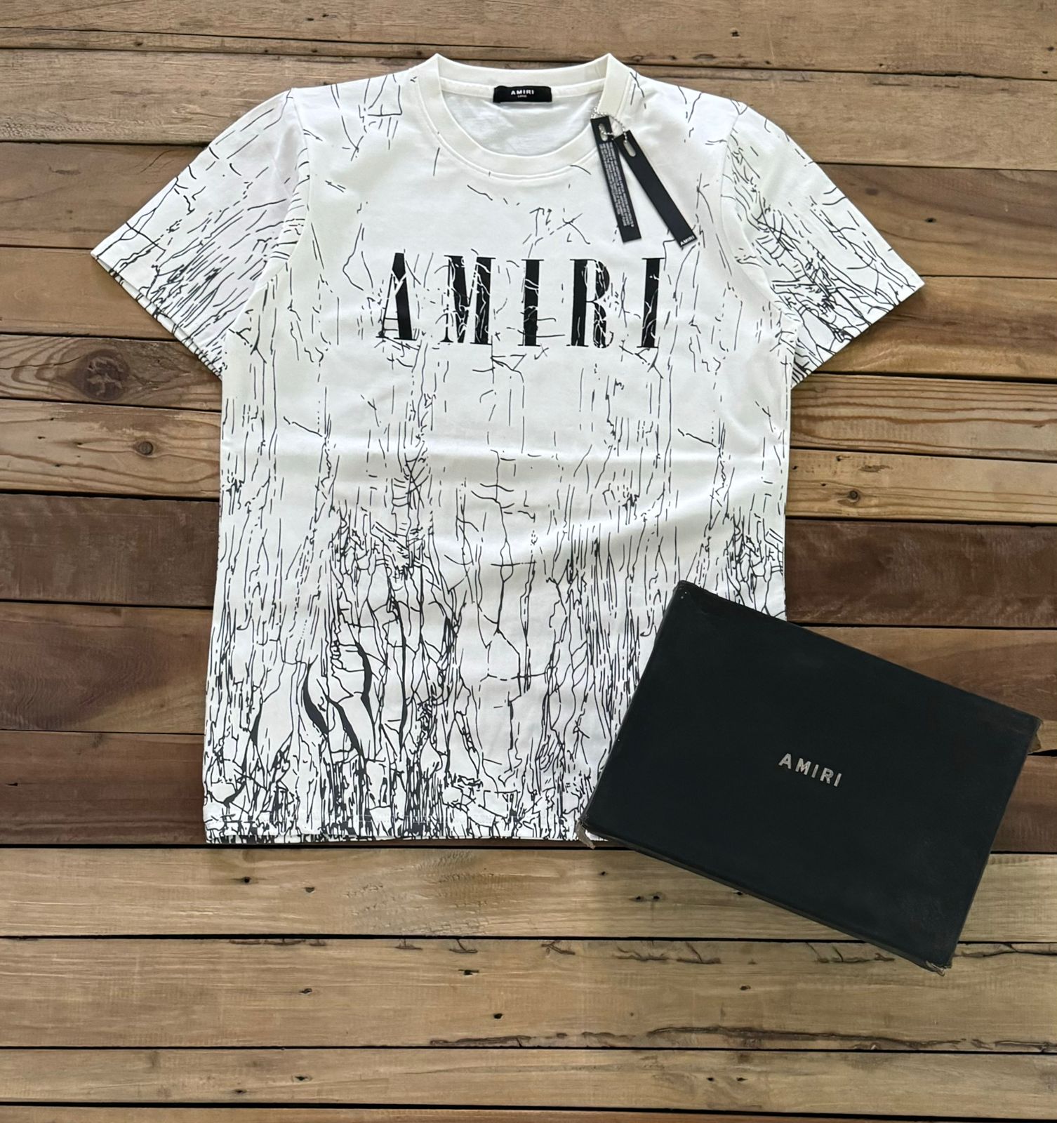 AMIRI || CRACKED DYE CORE LOGO CREWNECK T-SHIRT - FASHION MYST 