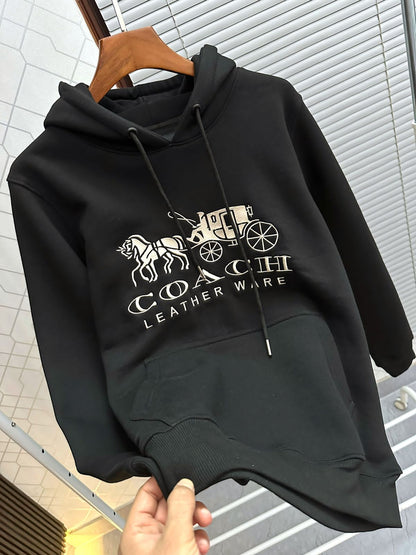 Horse And Carriage Hoodie In Organic Cotton - FASHION MYST 